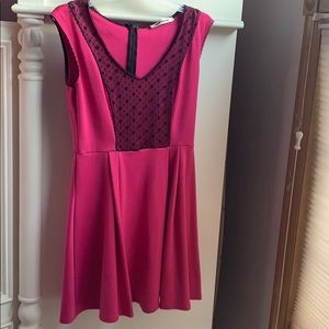 pink dress with black lace